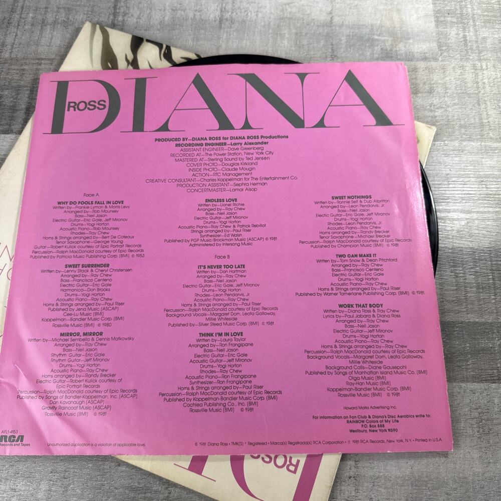 Mint- Diana Ross Why Do Fools Fall In Love RCA Records 1981 LP record - Picture 7 of 10